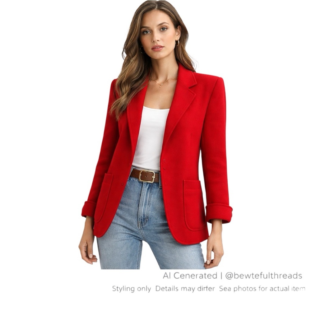 Weinberg Paris Red Wool Blazer French Chic Old Money S/M